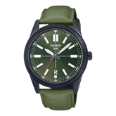 Casio Men's Watch, Green Dial Green Leather Strap, MTP-VD02BL-3EUD